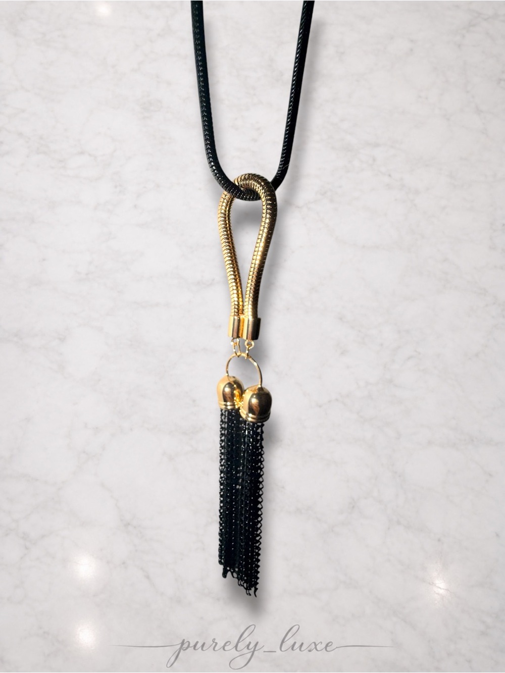 Black and Gold Tassel Necklace